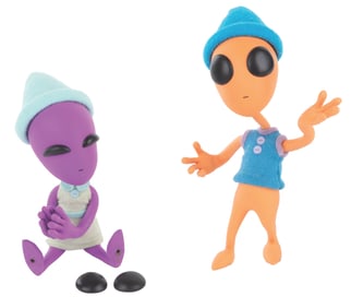 A Pair of "Alien Xmas" Colorful Klept Stop-Motion Puppets.