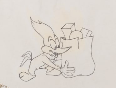 A Signed Woody Woodpecker Production Drawing.
