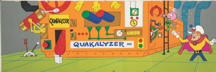 A Quisp and Quake Production Cel and Pan Background.