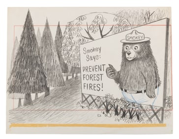 A Smokey the Bear Original Layout Drawing.