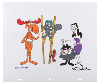 A Jay Ward Signed #8 Rocky and Bullwinkle Scene Cel.