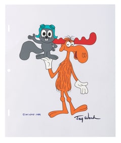 A Jay Ward Signed #32 Rocky and Bullwinkle Scene Cel.