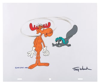 A Jay Ward Signed #35 Rocky and Bullwinkle Scene Cel.