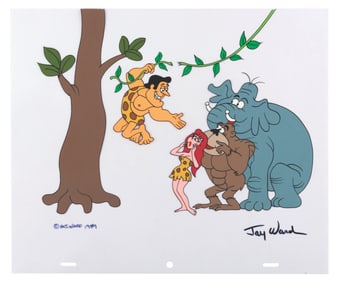 A Jay Ward Signed #44 George of the Jungle Scene Cel.