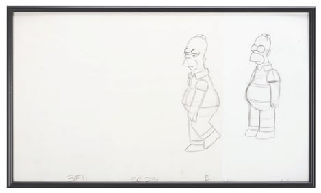 A Pair of “The Simpsons" Original Production Drawings.