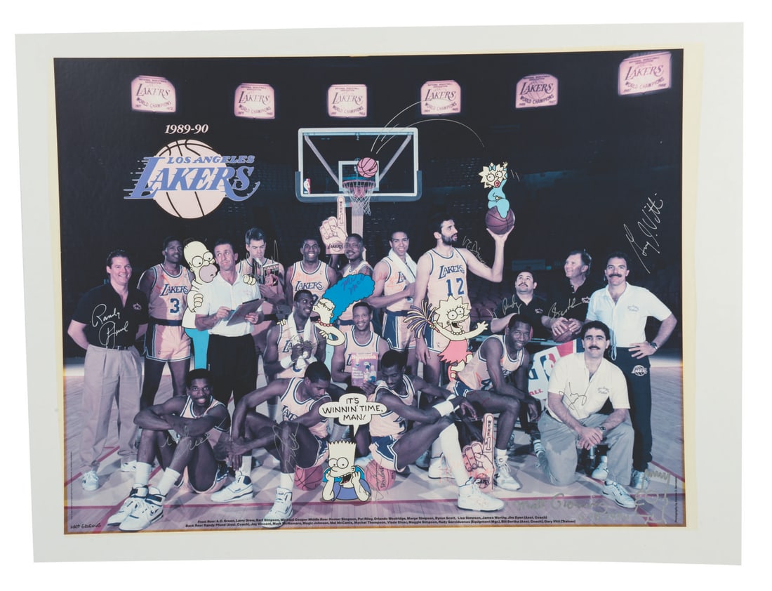 A Rare "The Simpsons" & Los Angeles Lakers Signed Poster. (1 of 1)