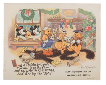 A Rare 1933 Walt Disney Studio Christmas Card.