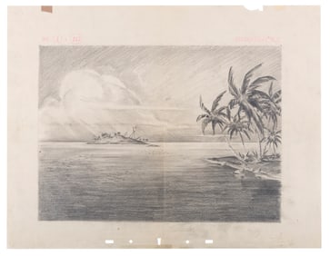 An Early Disney Studio Tropical Layout Drawing.