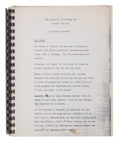 A "Fabulous Adventures of Reynard the Fox" Outline by Jack Kinney.