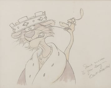 Ollie Johnston Signed Prince John and Sir Hiss Art.