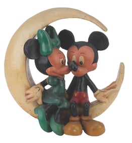 A Mickey and Minnie Mouse Moon Figure.