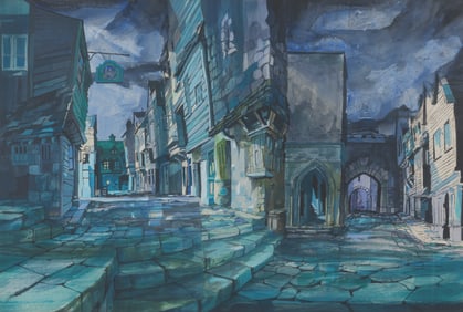 A Walt Peregoy "Oliver & Company" Color Background Study.