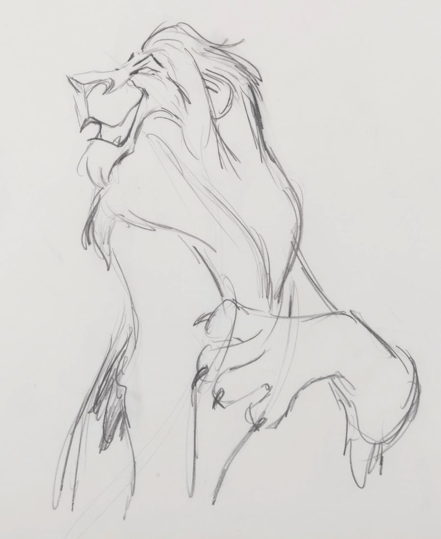 A "The Lion King" Original Scar Production Drawing. (1 of 2)