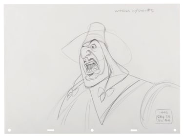 A “Pocahontas?? Original Governor Ratcliffe Production Drawing.