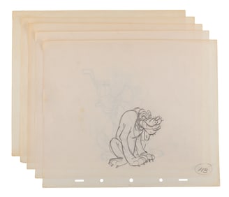Pluto Production Drawings and a Lounsbery Signature.