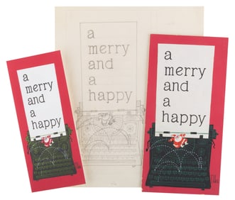A T. Hee Typewriter Christmas Card Design.