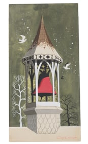 A Ralph Hulett Bell Christmas Card Painting.