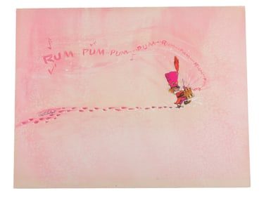 A Little Drummer Ralph Hulett Christmas Card Painting.