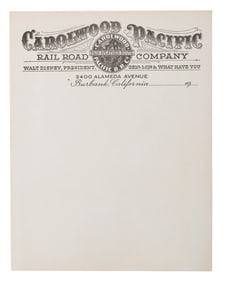 Walt Disney’s Carolwood Pacific Railroad Stationery.