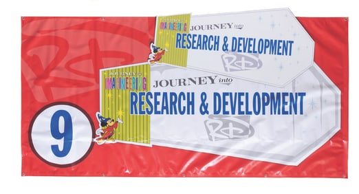 An Imagineering Research & Developement Banner and Sign.