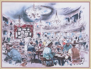 A Disneyland Hotel Golden Horseshoe Framed Print.