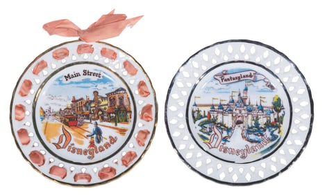 A Pair of Disneyland Laced Plates by Eleanore Welborn.