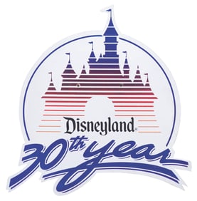 A Disneyland 30th Anniversary Lamppost Sign.