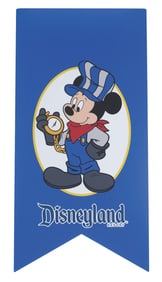 A Train Conductor Mickey Disneyland Resort Sign.