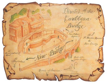 A Pirates of the Caribbean Bridge Sign.