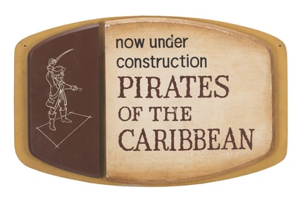 A Pirates of the Caribbean Under Construction Sign.