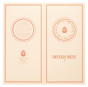 An Early Club 33 Dinner Menu.