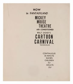 A Disneyland Mickey Mouse Theatre “Cartoon Carnival?? Poster.
