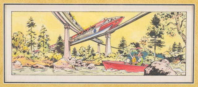 An Original Disneyland Monorail Illustration by Sam McKim.