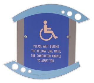 A Disneyland Railroad Tomorrowland Station Safety Sign.