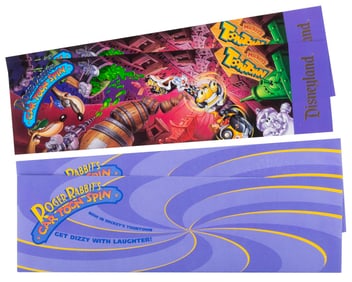 A Pair of Roger Rabbit's Car Toon Spin Premiere Invitations.