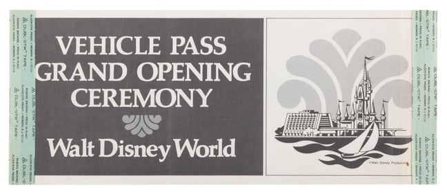 A Walt Disney World Grand Opening Vehicle Pass.