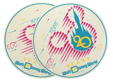 A Pair of Walt Disney World 20th Anniversary Signs.