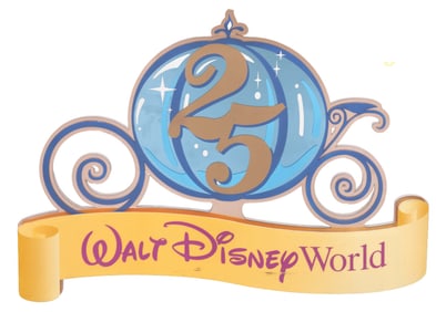 A Large Walt Disney World 25th Anniversary Sign.