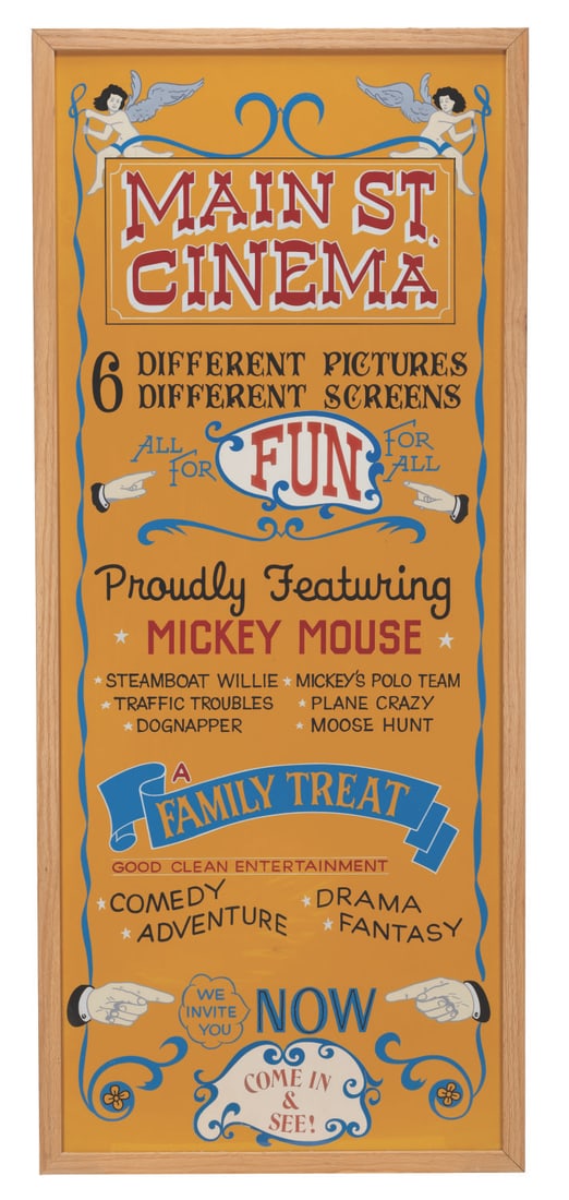 An Original Walt Disney World Main Street Cinema Sign. (1 of 2)