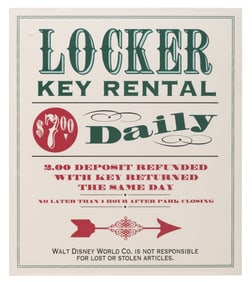 A Magic Kingdom Locker Rental Sign.