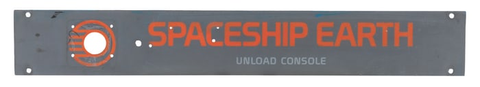 A Spaceship Earth Unload Console Sign.