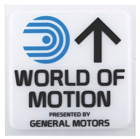 An EPCOT World of Motion Directional Sign.