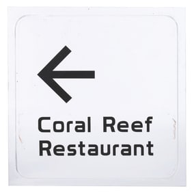 An EPCOT Coral Reef Restaurant Directional Sign.