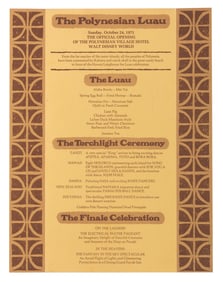 A Polynesian Village Hotel Official Opening Itinerary.