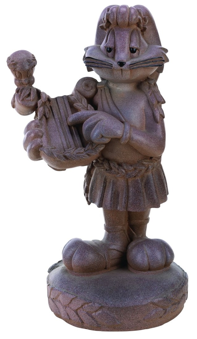 A Roman Bugs Bunny and Tweety Statue.: (WB Studio Store, 1995) A Roman-themed Bugs Bunny and Tweety Bird statue likely sold exclusively at the Warner Bros. Studio Store in Caesar's Palace, Las Vegas. Measuring 12" x 9.5" x 21" tall, the pa