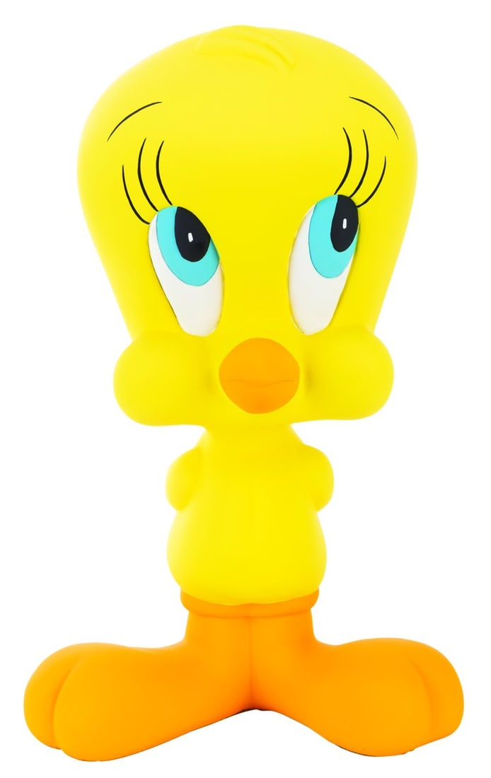 A Tweety Bird WB Studio Store Statue.: (WB Studio Store, 1996) A Tweety Bird statue sold exclusively at the Warner Bros. Studio Store. Measuring 11" x 5" x 17.5" tall, the painted resin statue is in very good condition with light scratches