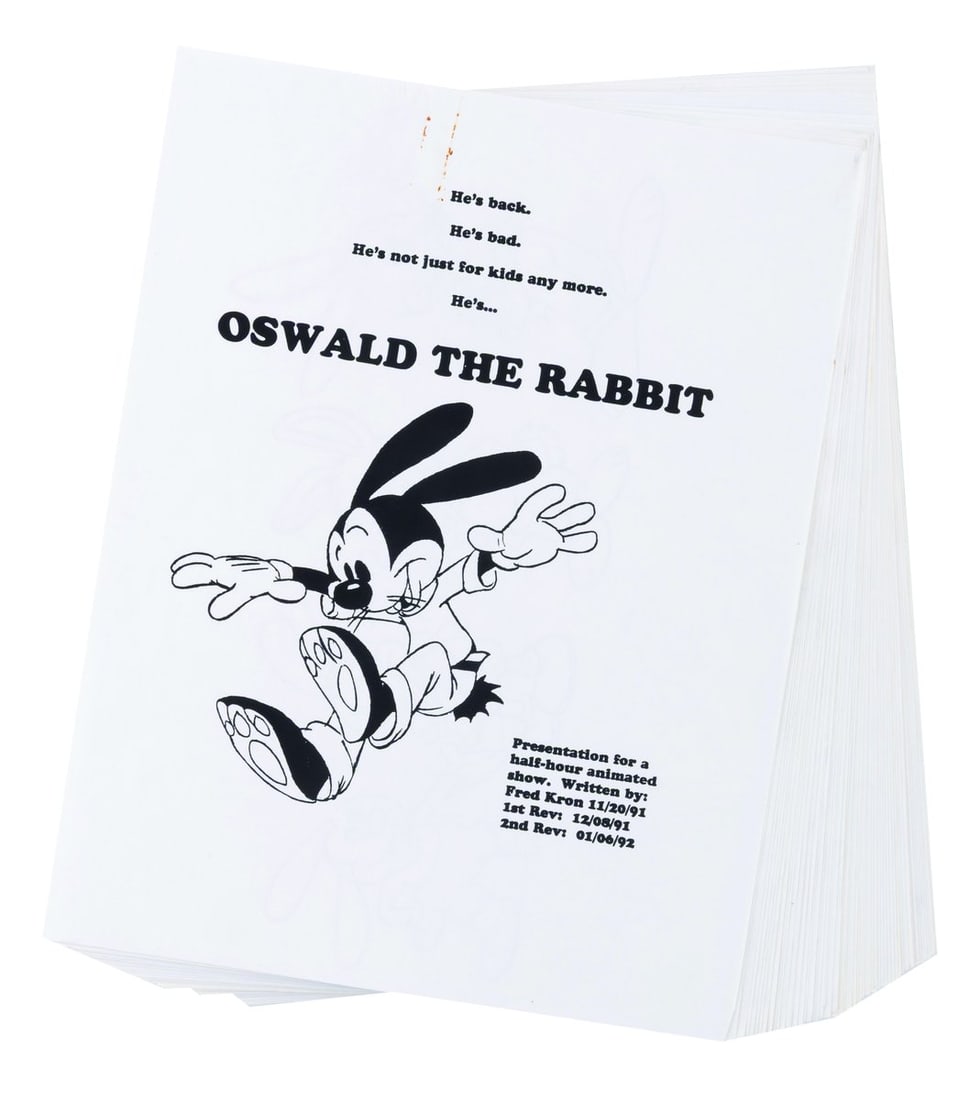 An "Oswald the Lucky Rabbit" Show Concept Collection.: (Universal Cartoon Studios, 1991-92) A collection of early concept materials for an unproduced "Oswald the Lucky Rabbit" television show pitch. Universal held the rights to Walt Disney's first film st
