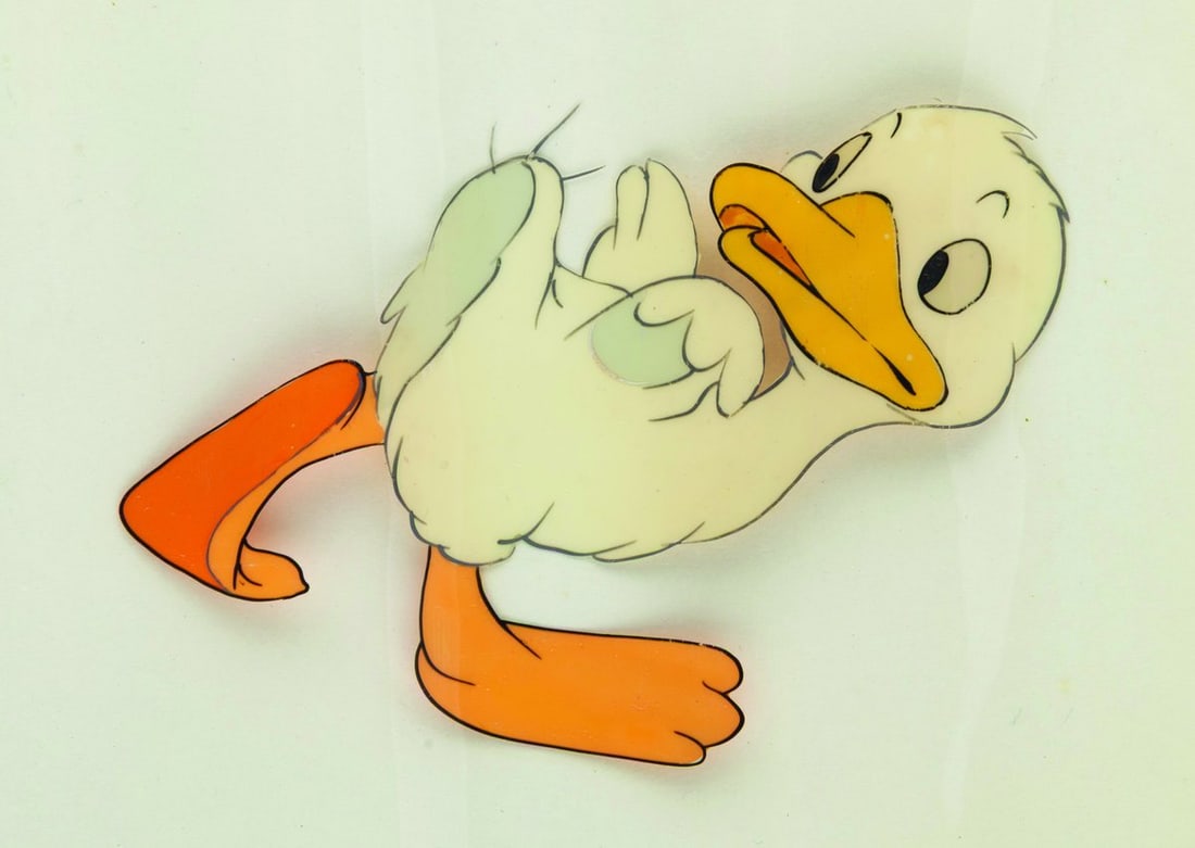 A "The Ugly Duckling" Original Production Cel.: (Disney, 1939) An original production cel from "The Ugly Duckling." The short was the final film in the Silly Symphony series and won the Academy Award for Best Animated Short Film. With an image size