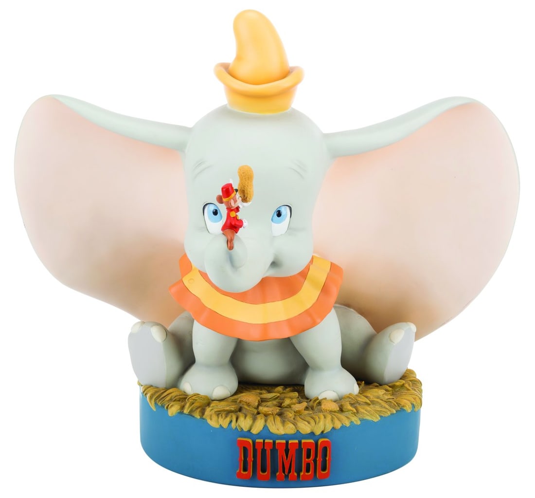 A Dumbo and Timothy Q. Mouse Big Fig.: (Disney, 1990s) A rare Big Fig of Dumbo and Timothy Q. Mouse with base, available exclusively through The Disney Store. Measuring 17.5" tall and 11.5" in diameter, the Big Fig displays in very good co