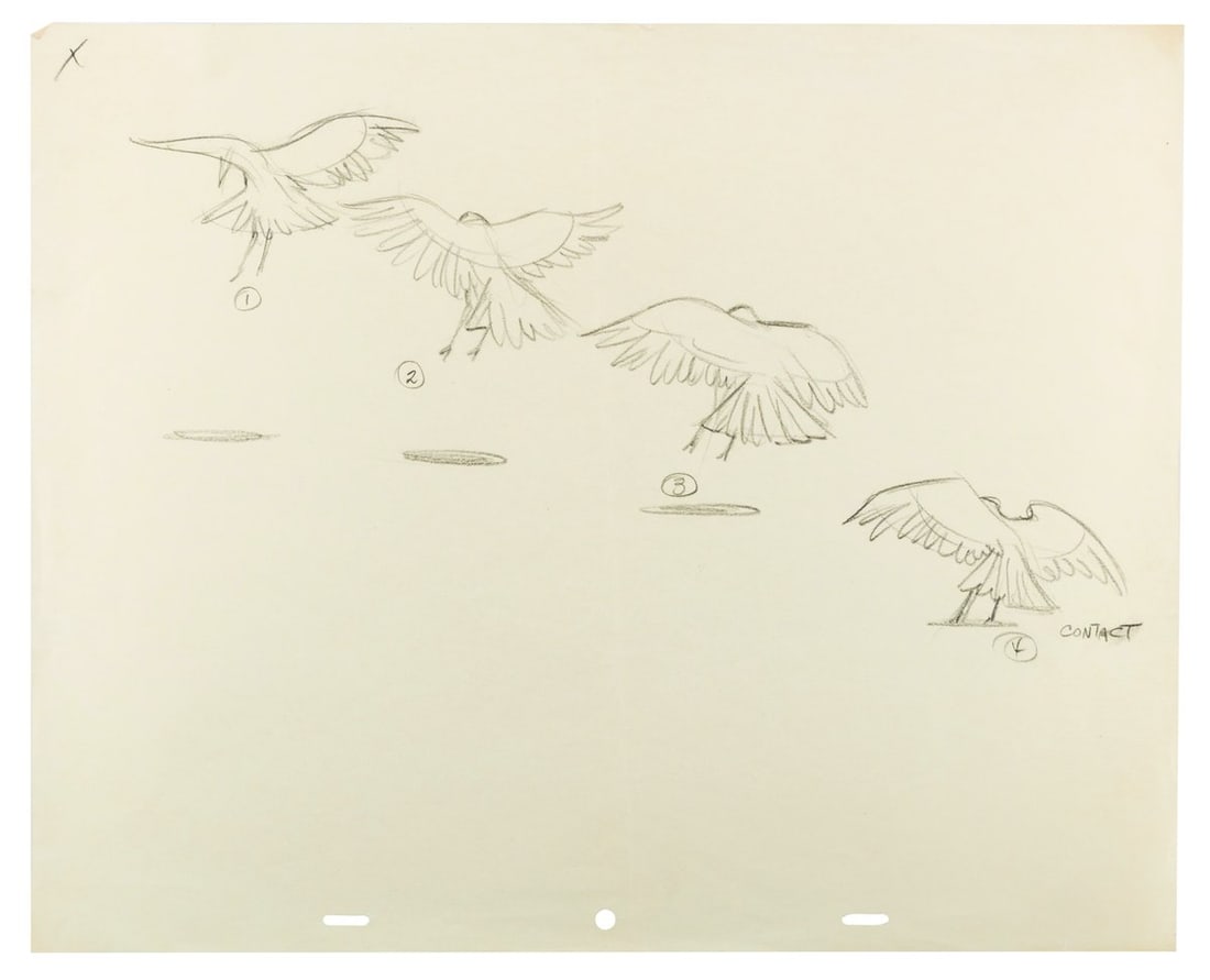 A “Sleeping Beauty?? Diablo Development Drawing.: (Disney, 1959) A development drawing of Maleficent’s raven Diablo from “Sleeping Beauty.” Diablo has an image size of 7.25” x 13.5” on 12.5” x 15.5” animation paper.